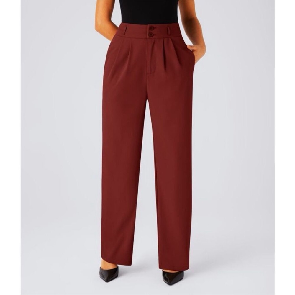 Halara Flex High Waisted Zipper Pocket Shirred Straight Leg Work Pants XS, Small